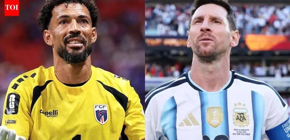 Portero y jugador de Argentina en campo de fútbol