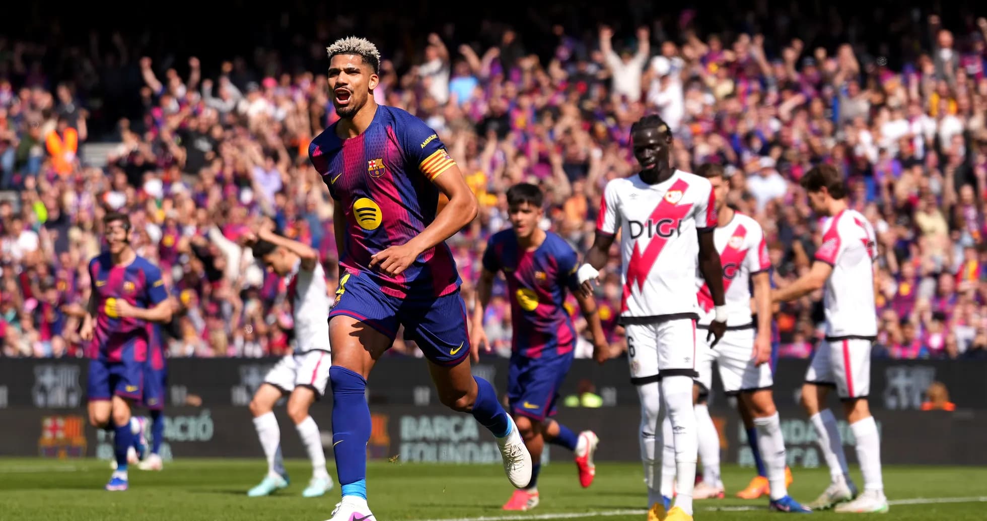 Celebración de un gol de Barcelona en el Camp Nou