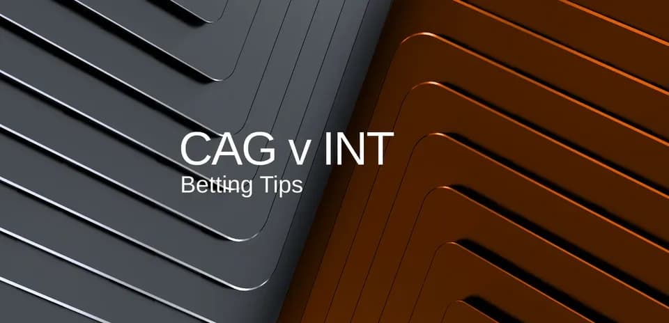 Fondo gráfico con texto de apuestas CAG vs INT