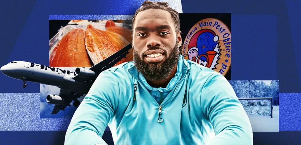Jugador sonriente con elementos de Finlandia de fondo