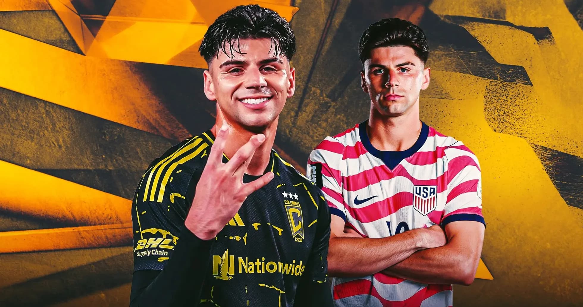 Jugadores de fútbol posando con camisetas de selecciones