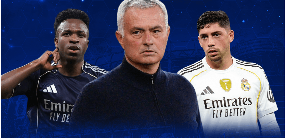Vinícius Jr., José Mourinho y Fede Valverde en imagen