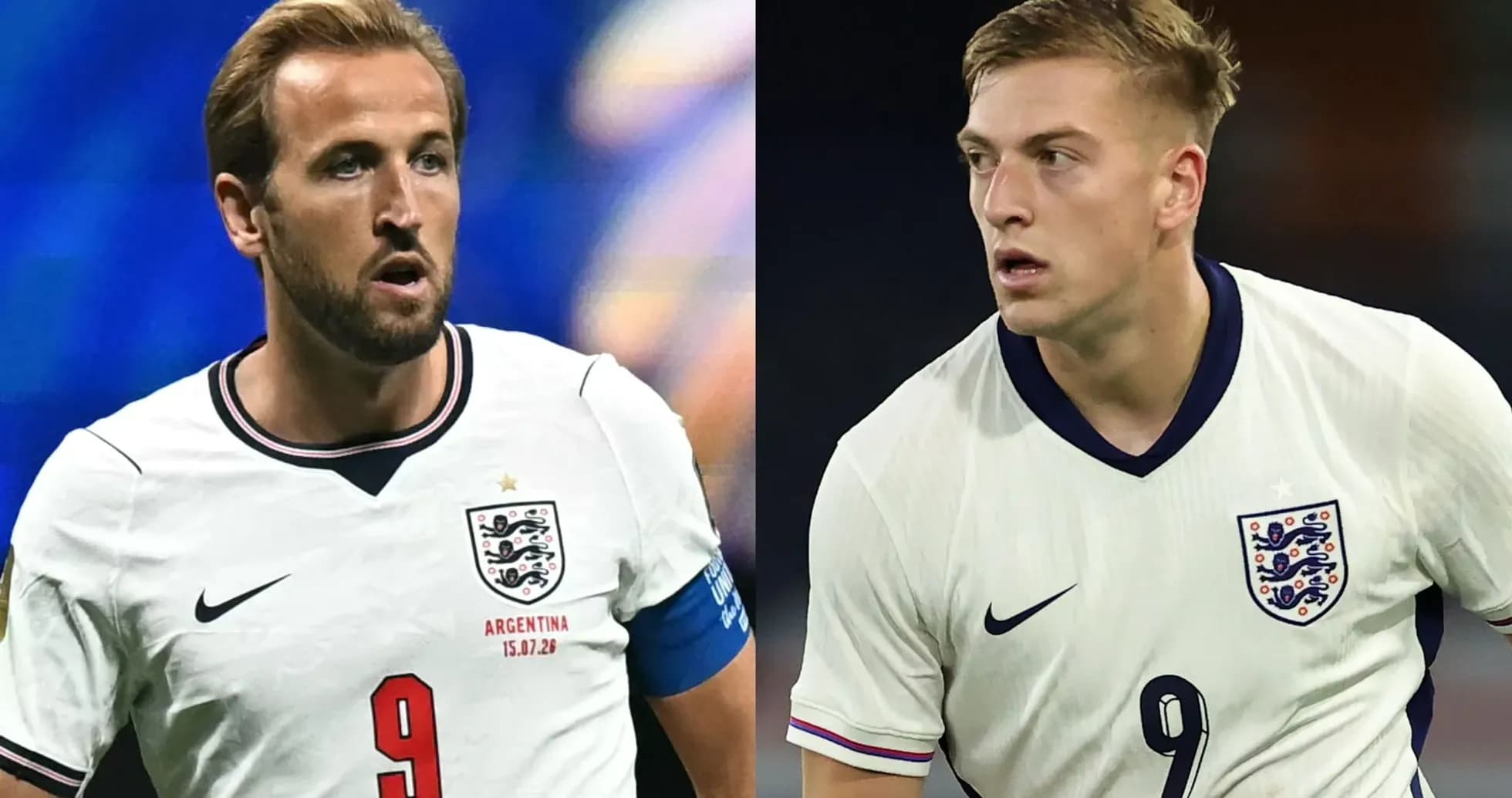 Dos jugadores de Inglaterra en uniforme durante partido