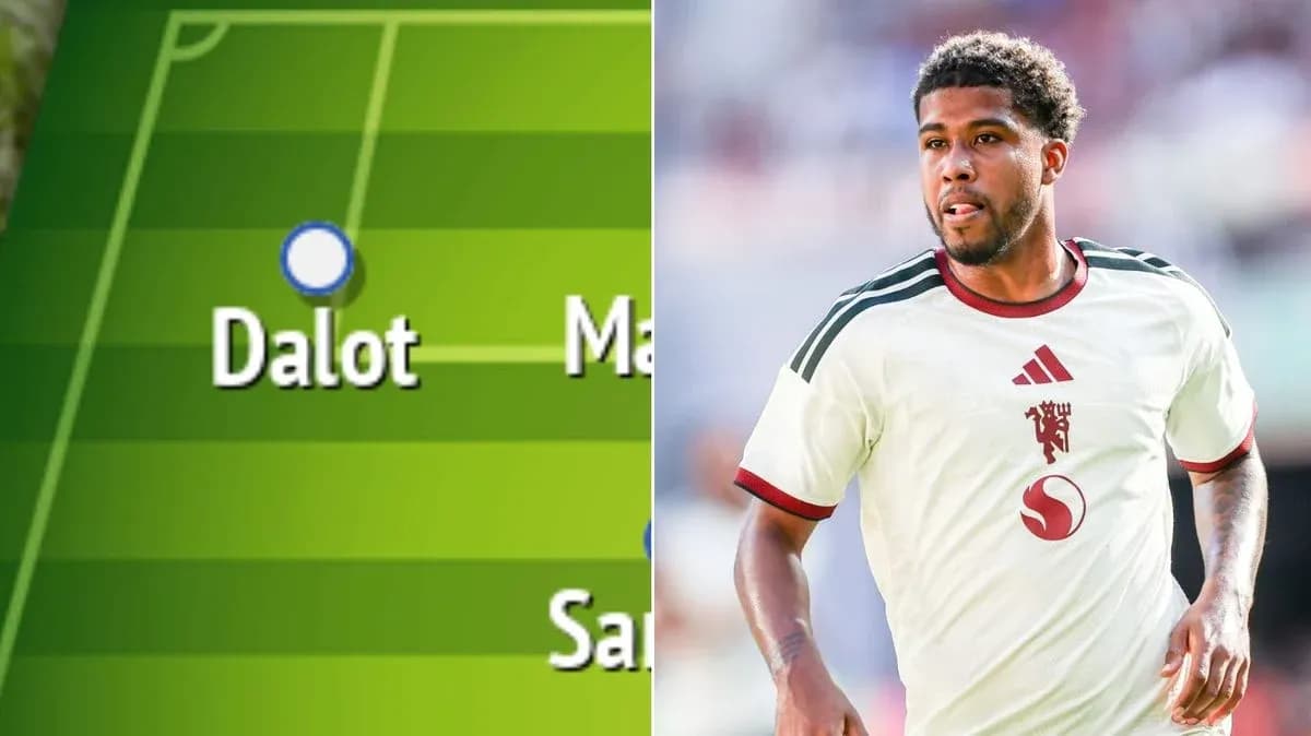 Dalot en alineación y jugador en acción