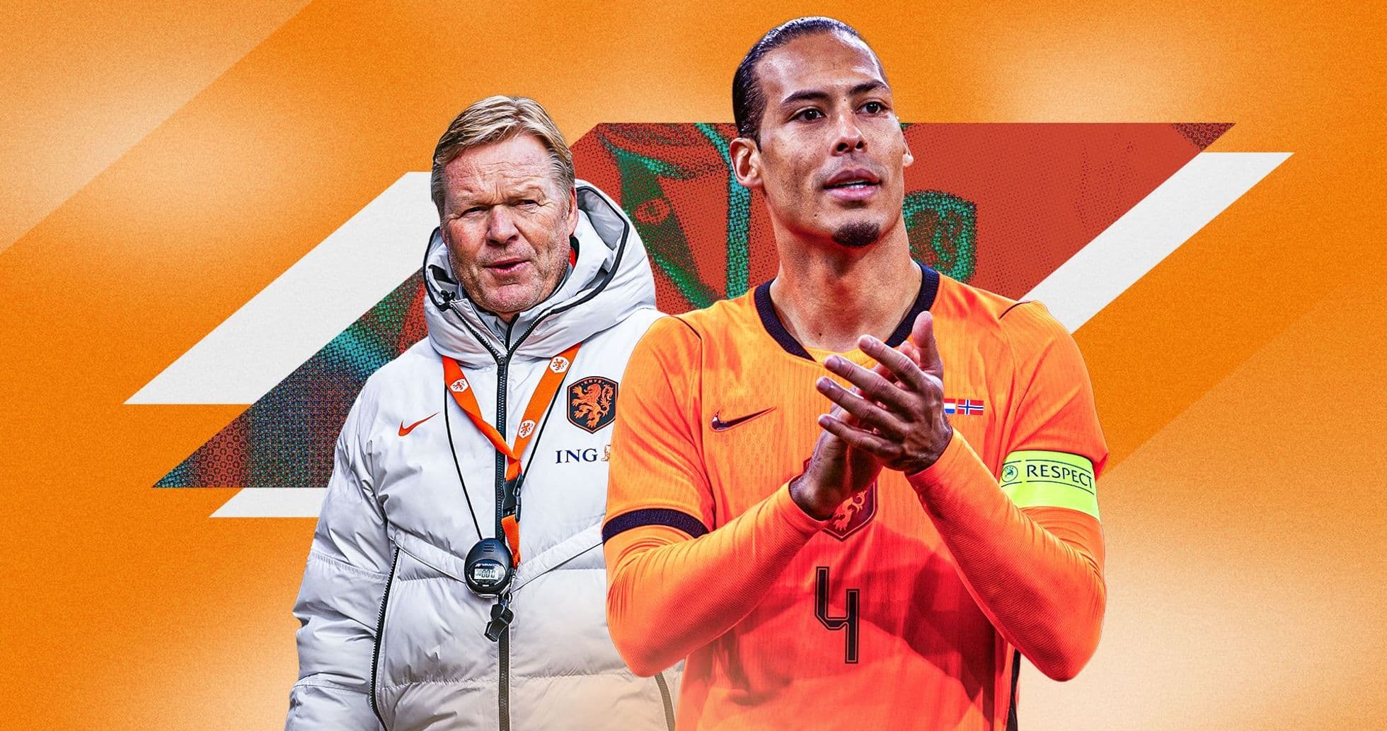 Ronald Koeman y Virgil van Dijk en uniforme naranja