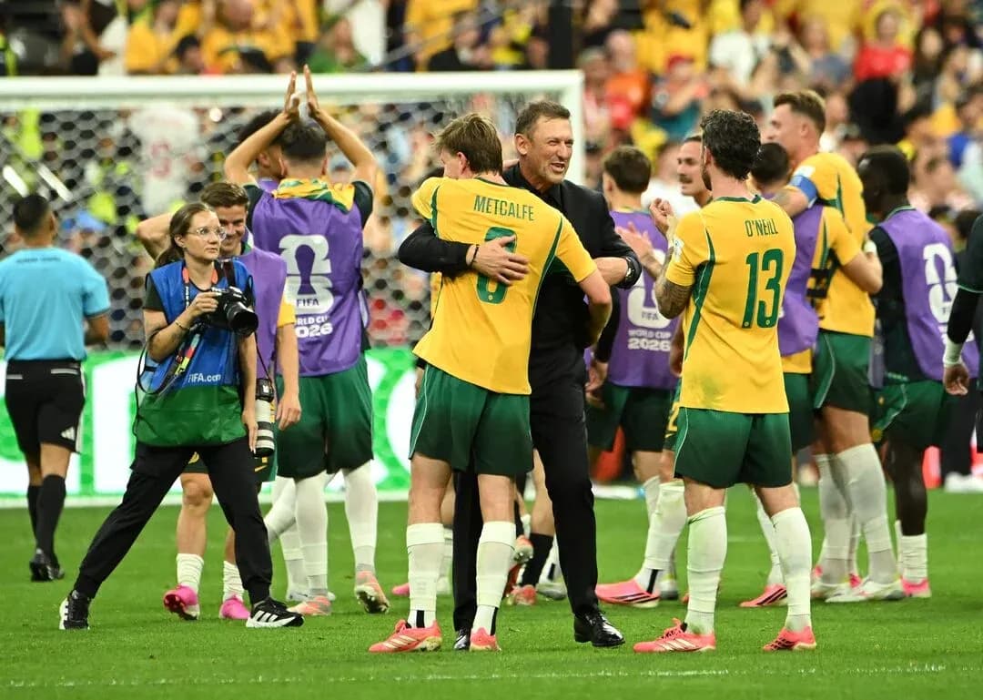 Jugadores de Australia celebrando después del partido