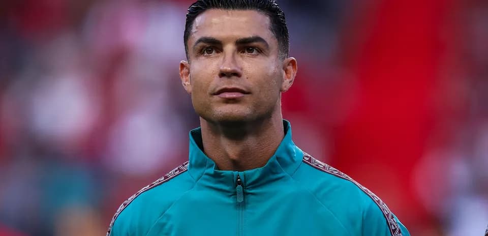 Cristiano Ronaldo en la ceremonia previa al partido