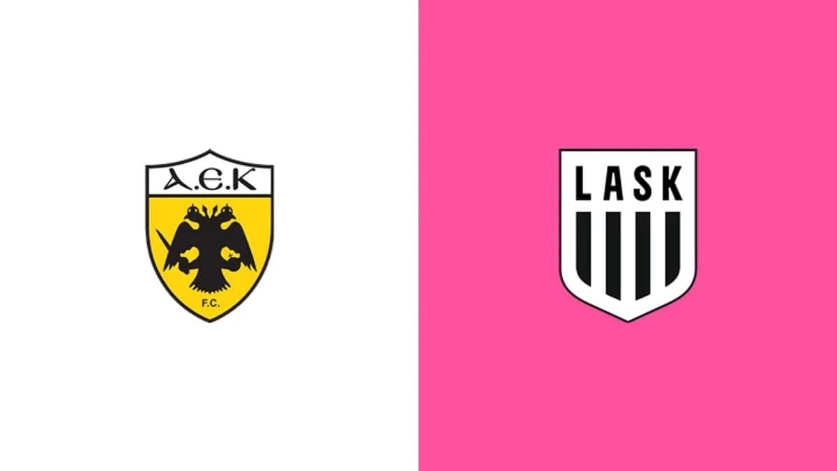 Logos de A.E.K. y LASK en fondo colorido