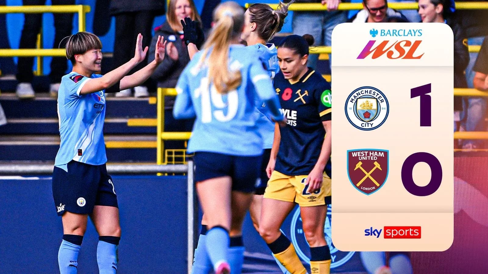 Jugadoras celebrando un gol de Manchester City