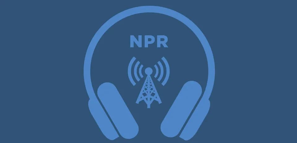 Logotipo de NPR con auriculares y torre de radio