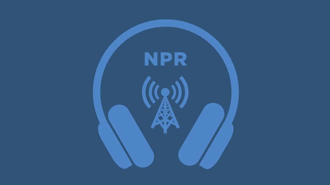 Logotipo de NPR con auriculares y torre de radio