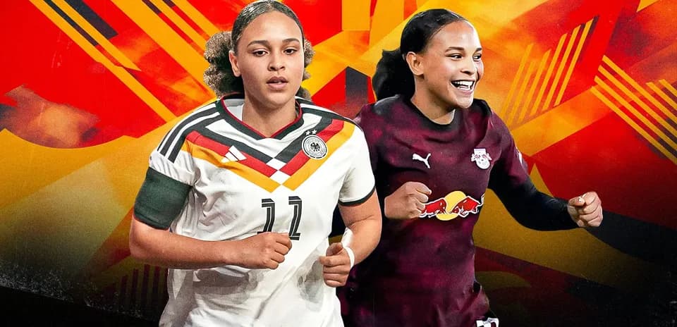 Jugadoras de fútbol con camisetas de sus equipos