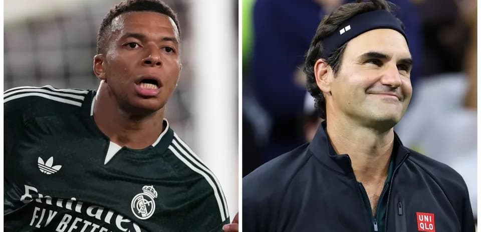 Kylian Mbappé y Roger Federer en imágenes separadas