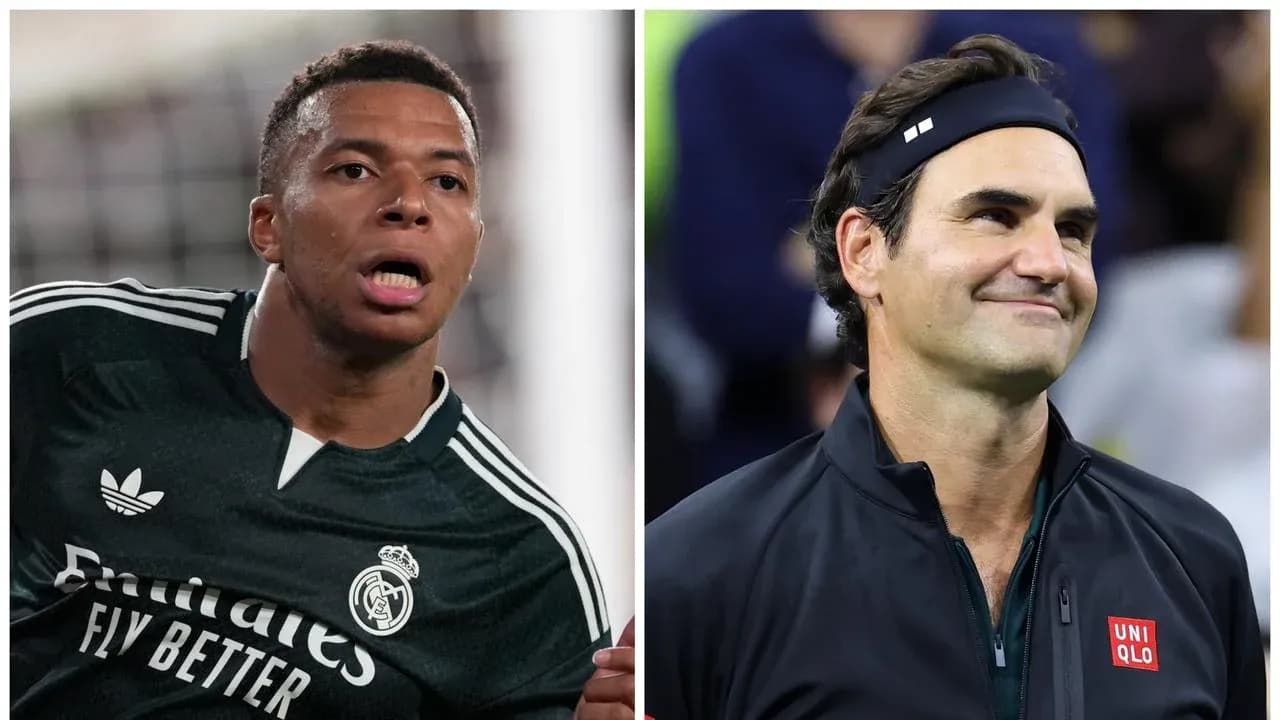 Kylian Mbappé y Roger Federer en imágenes separadas