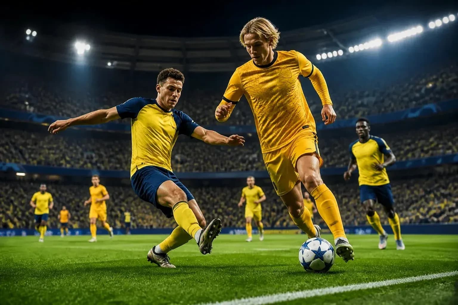 Jugador intentando robar el balón en el partido