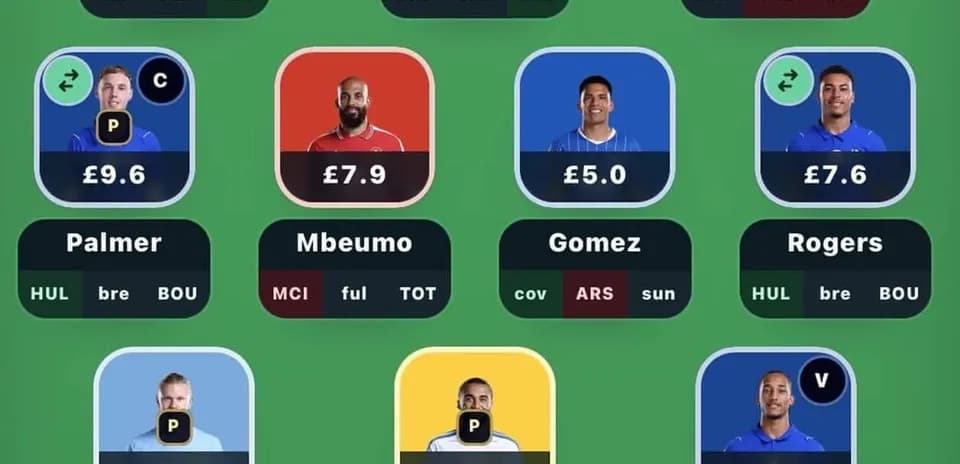 Interfaz de aplicación de fantasy football con jugadores