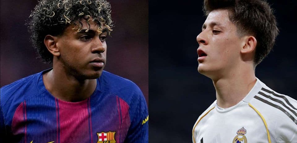 Jugadores de Barcelona y Real Madrid durante el partido