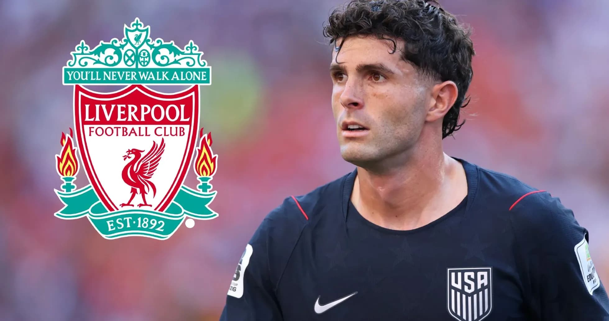 Jugador con camiseta de EE. UU. y logo de Liverpool