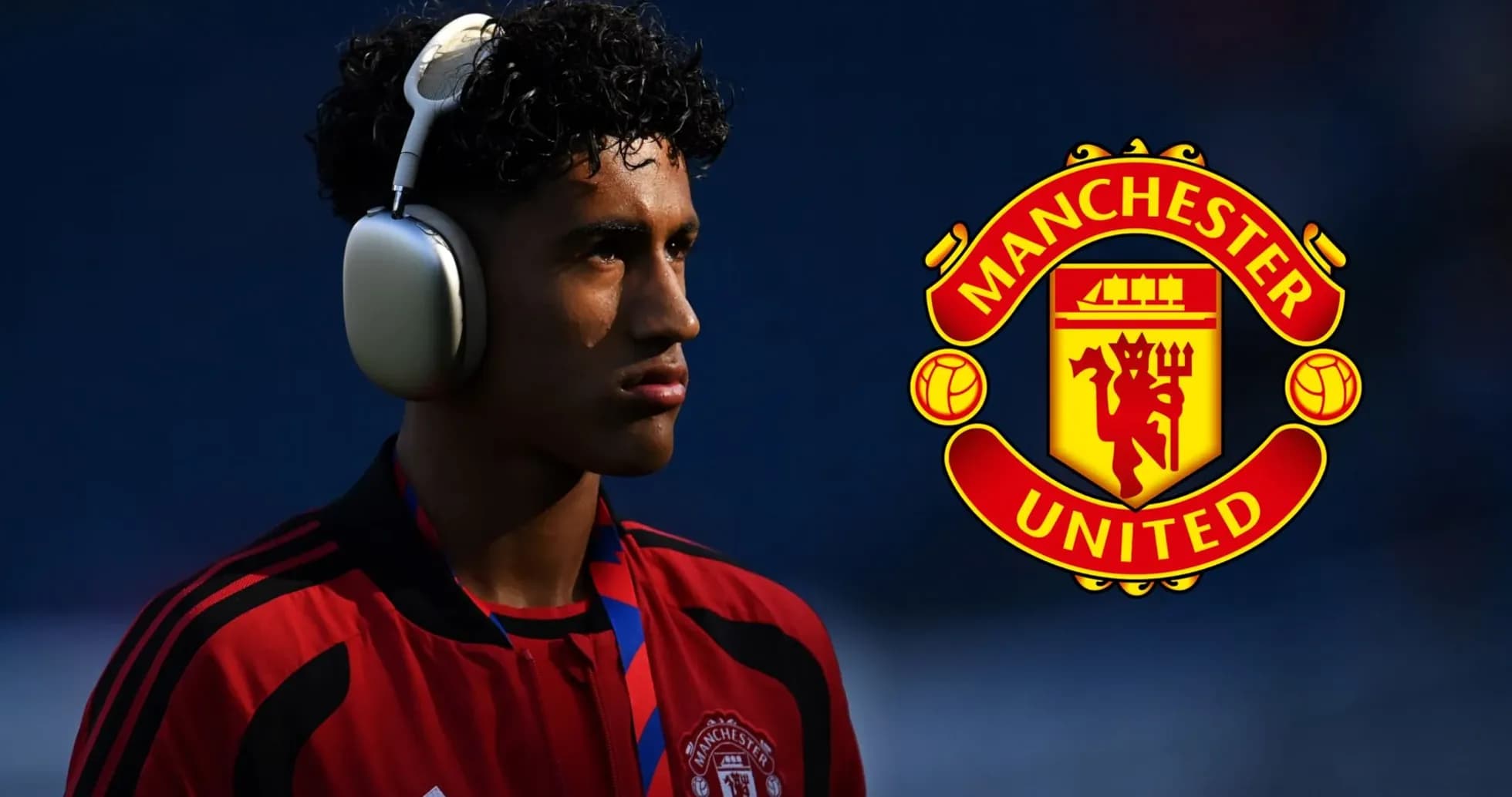 Jugador de Manchester United con auriculares antes del partido