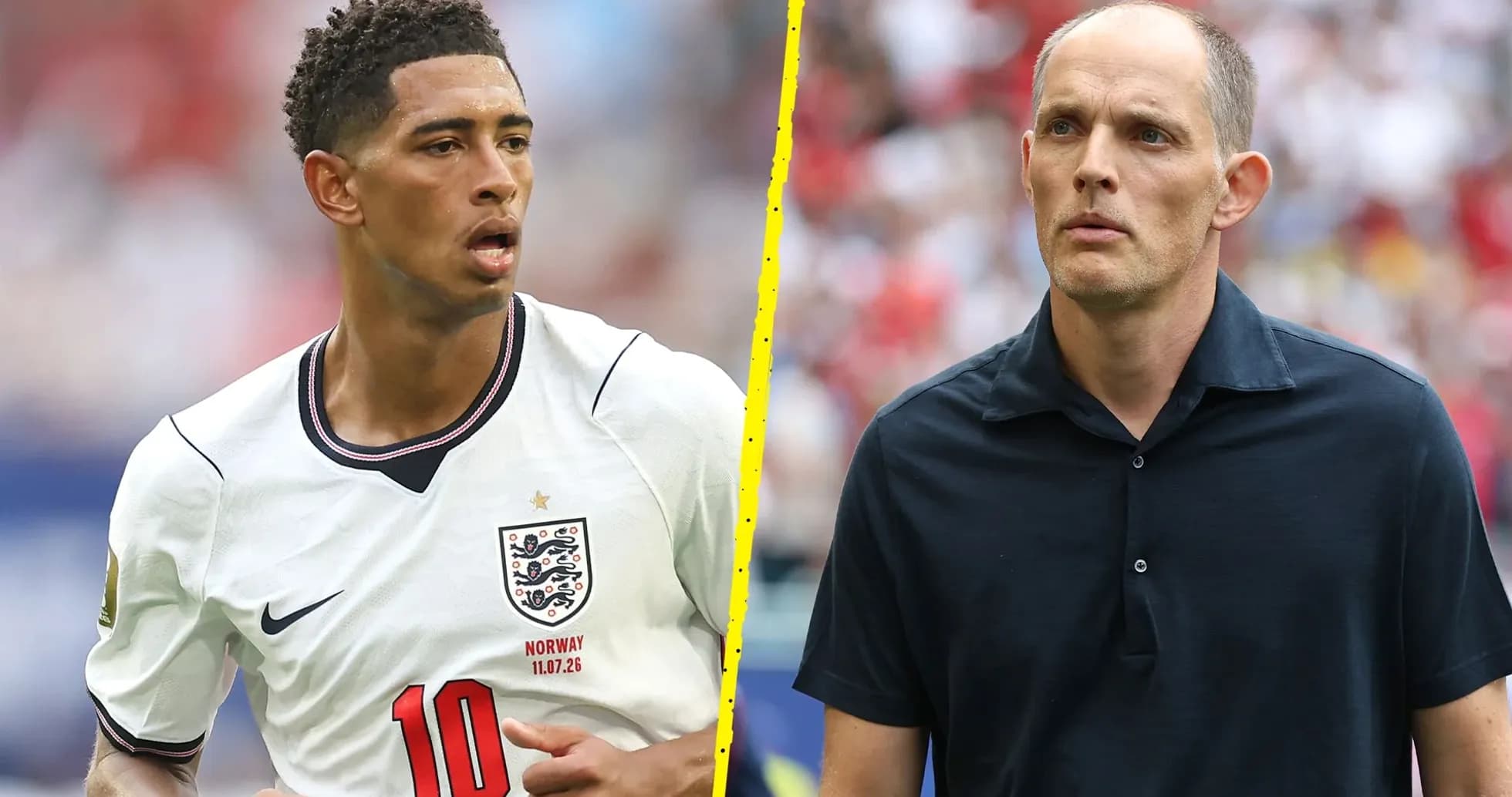 Jugador de Inglaterra y entrenador en partido de fútbol