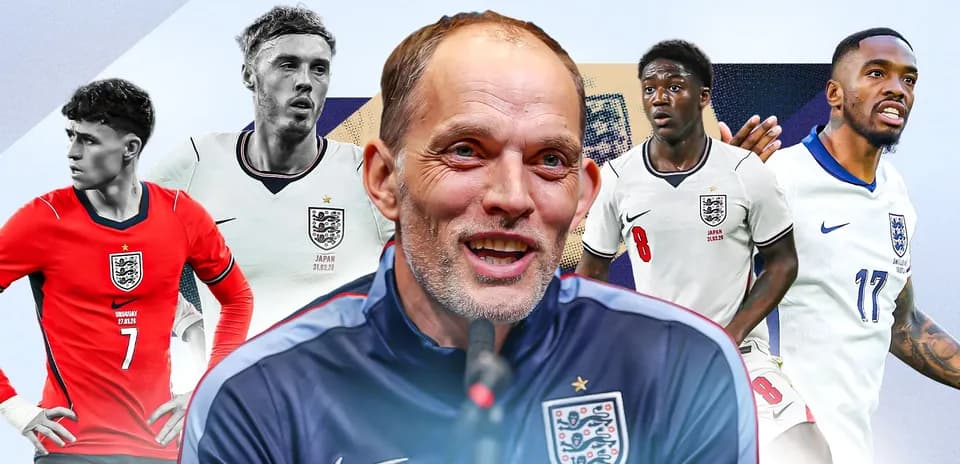 Entrenador con jugadores de la selección de Inglaterra