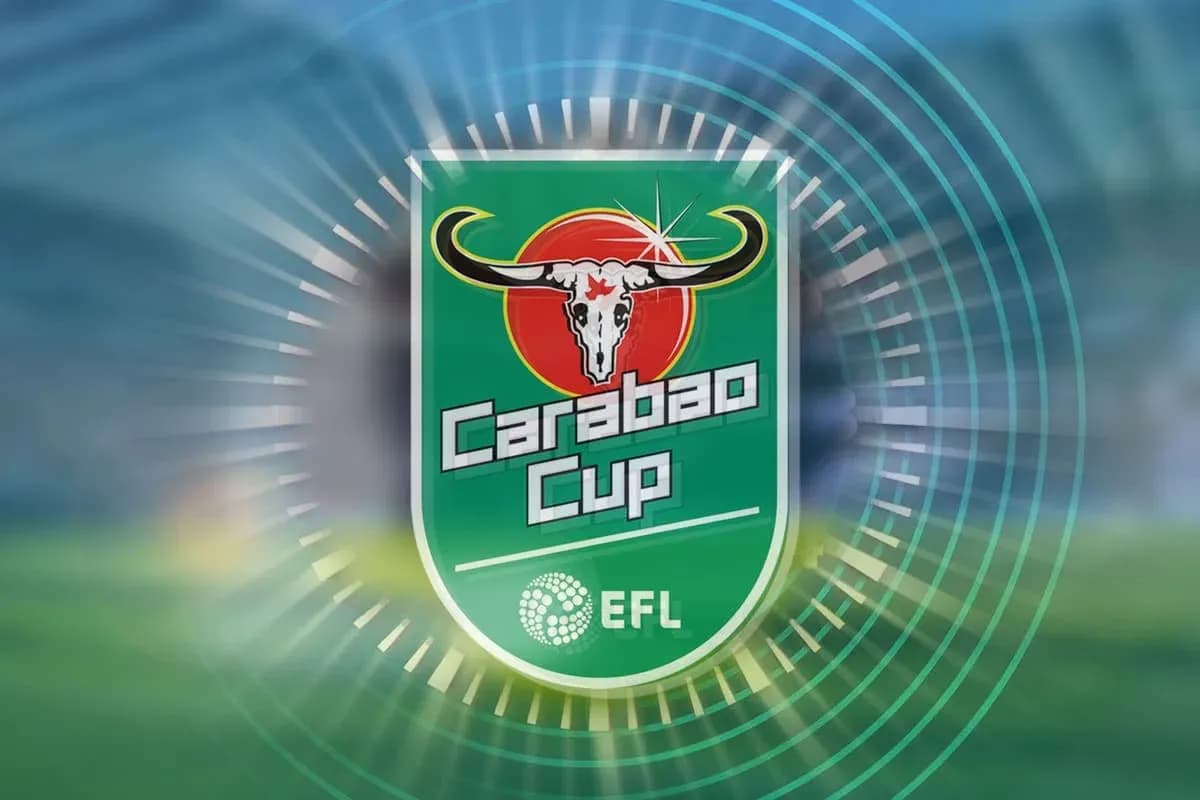 Logo del Carabao Cup con fondo deportivo