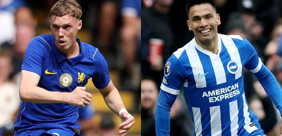 Jugadores de Chelsea y Brighton durante el partido