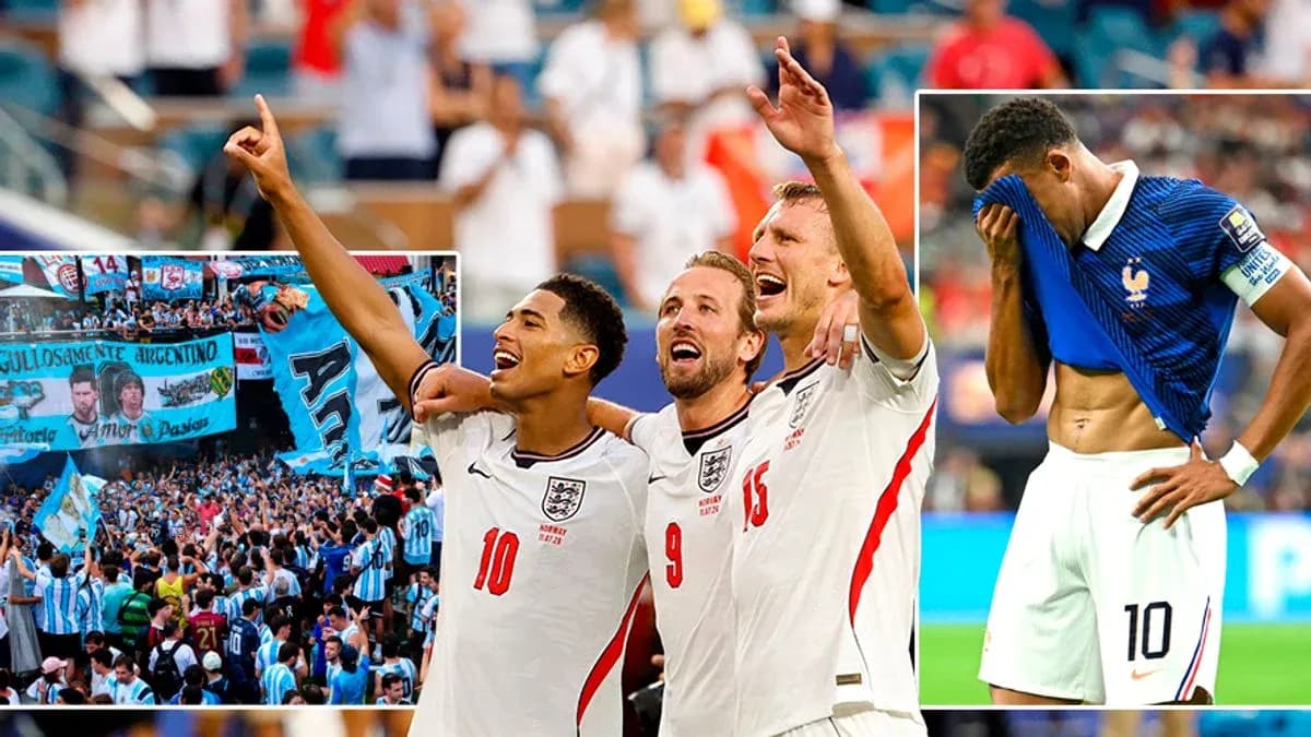Jugadores de Inglaterra celebrando con afición argentina