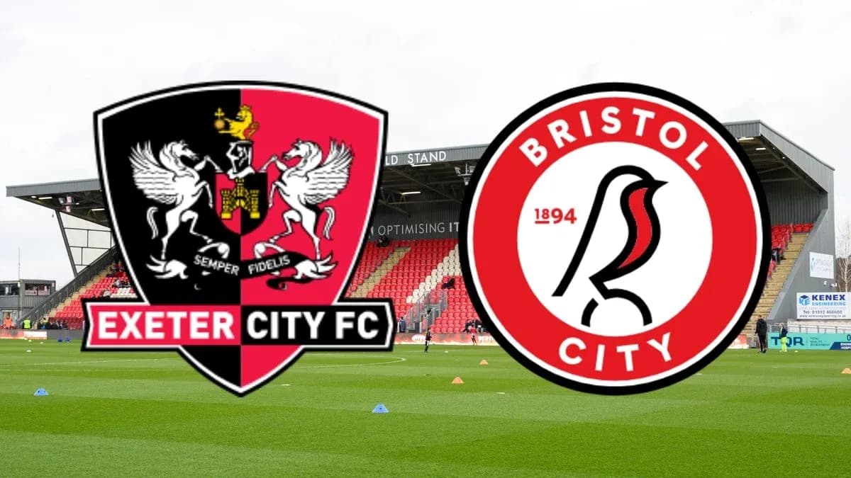 Logos de Exeter City y Bristol City en el estadio