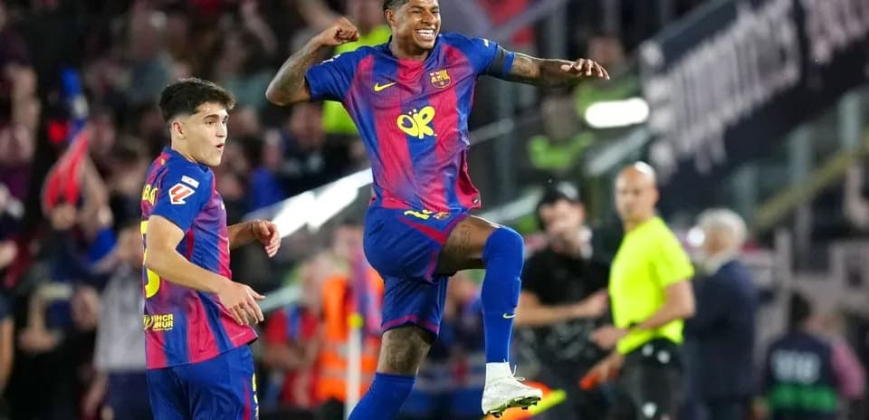 Jugadores del FC Barcelona celebrando un gol