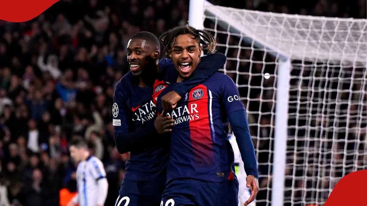 Jugadores del PSG celebrando un gol juntos