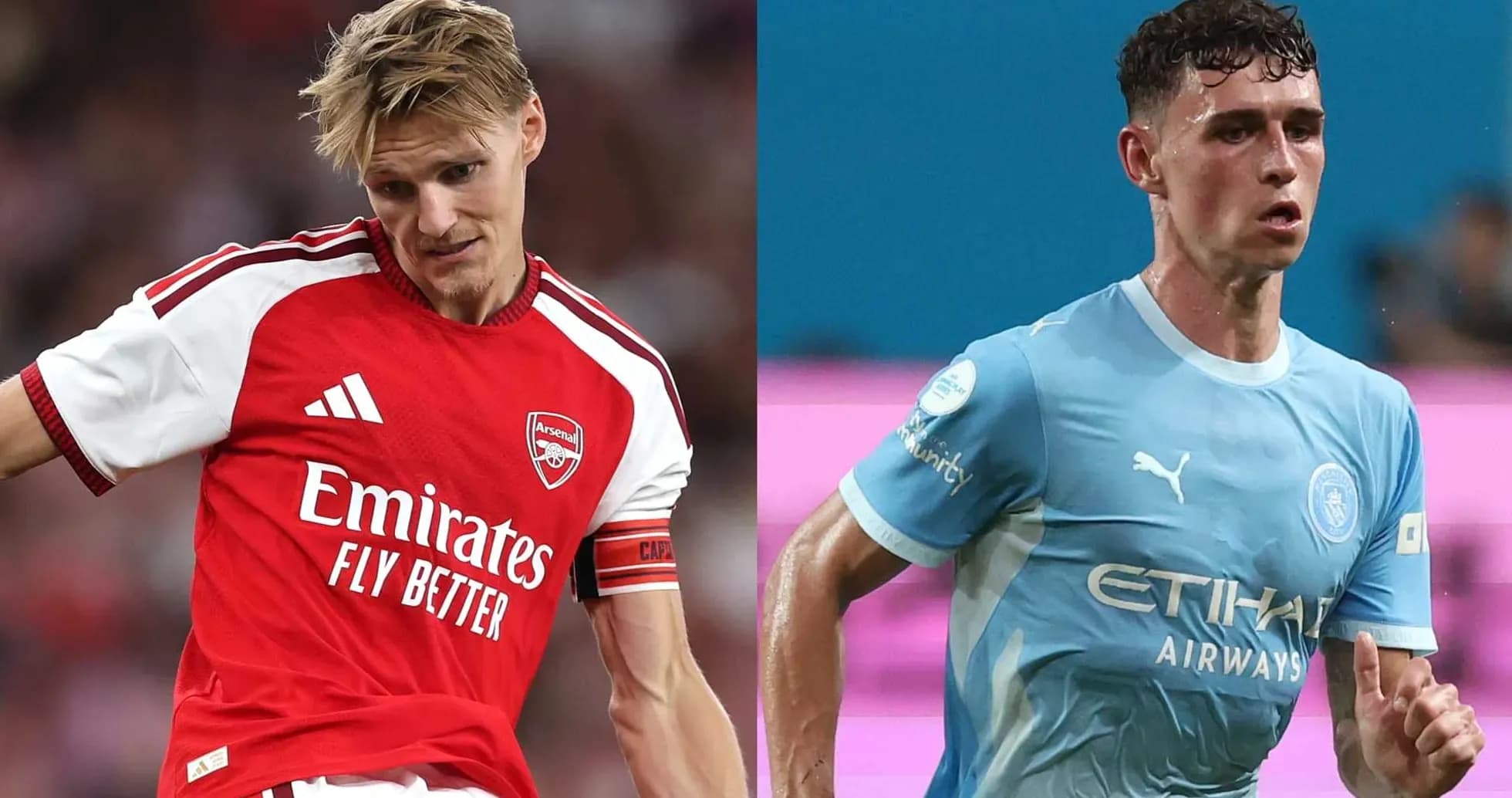 Jugadores de Arsenal y Manchester City en acción