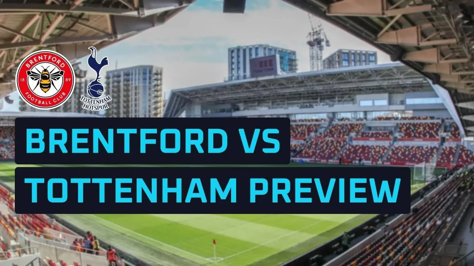 Estadio con logos de Brentford y Tottenham