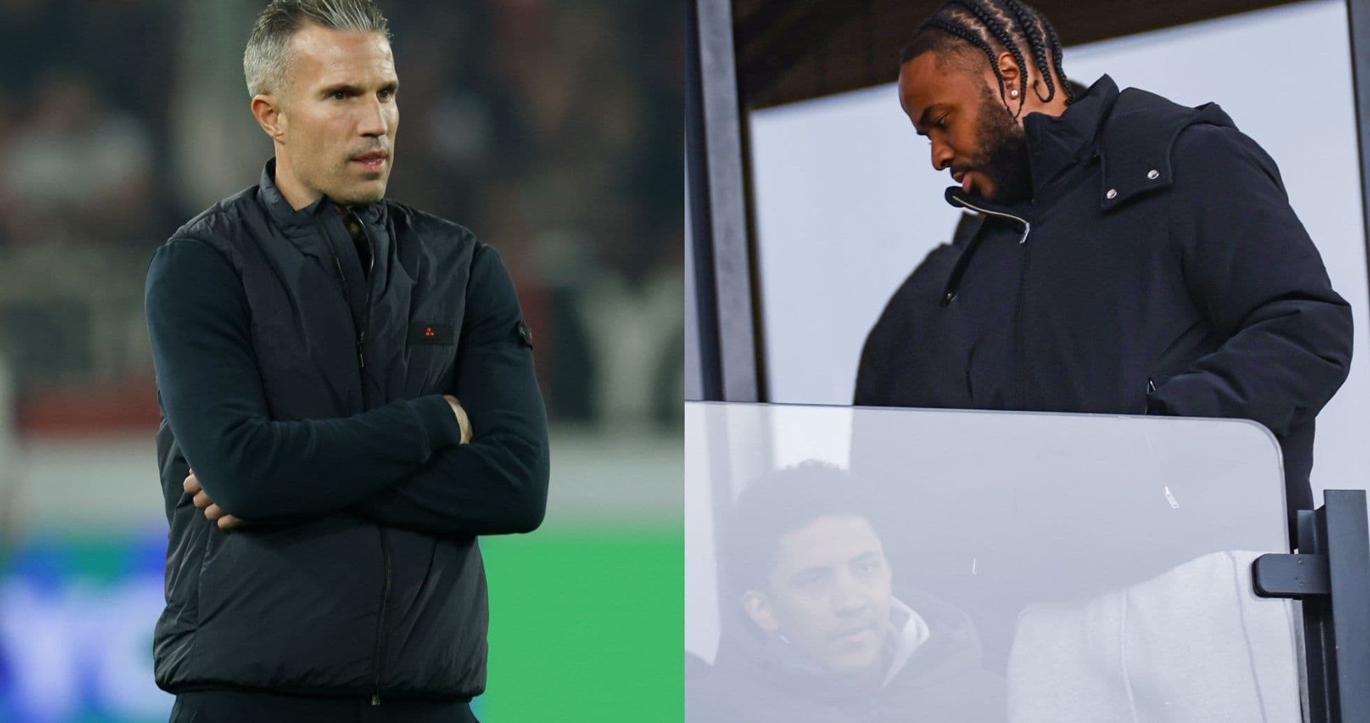 Entrenador y jugador observando el partido desde el palco