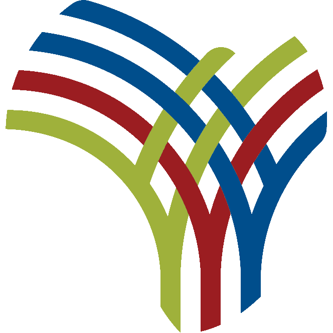 Logotipo con líneas de colores entrelazadas