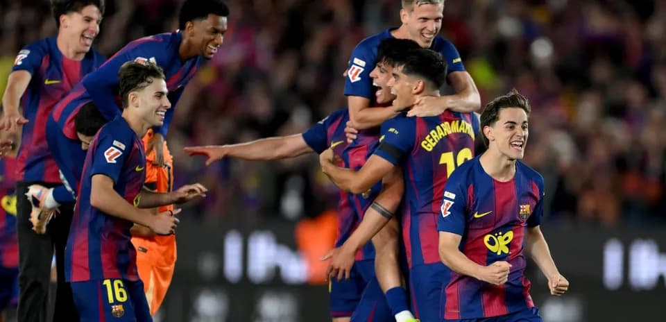 Jugadores del Barcelona celebrando un gol