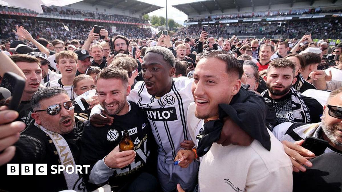 Celebration among fans and players at stadium