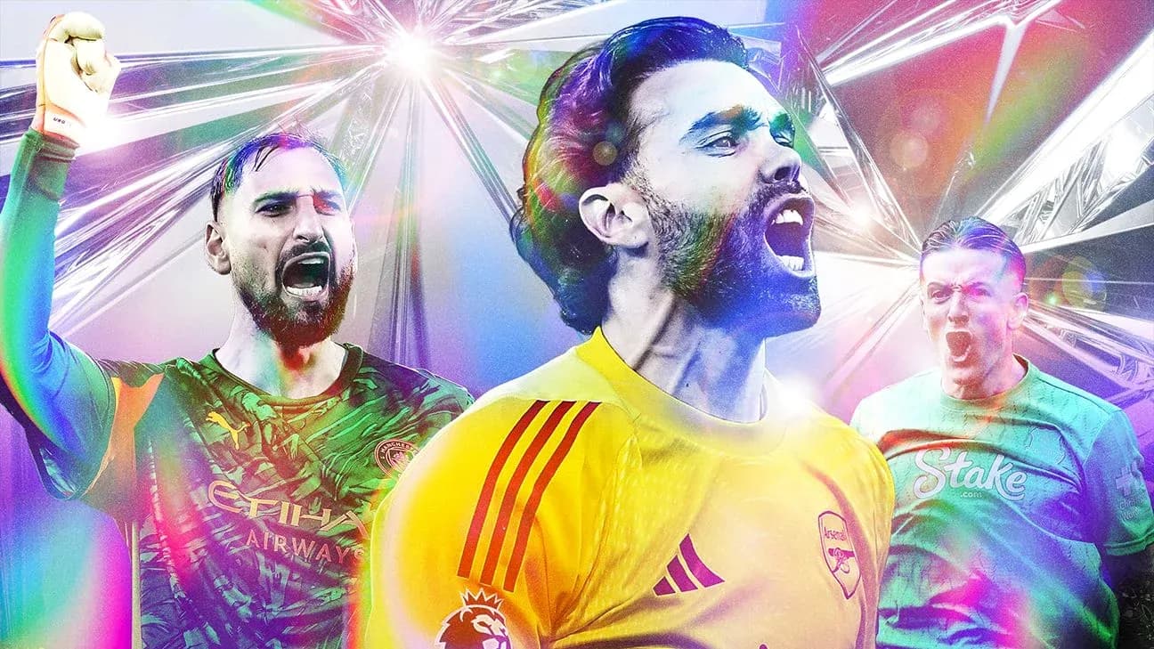 Tres porteros de fútbol celebrando con entusiasmo