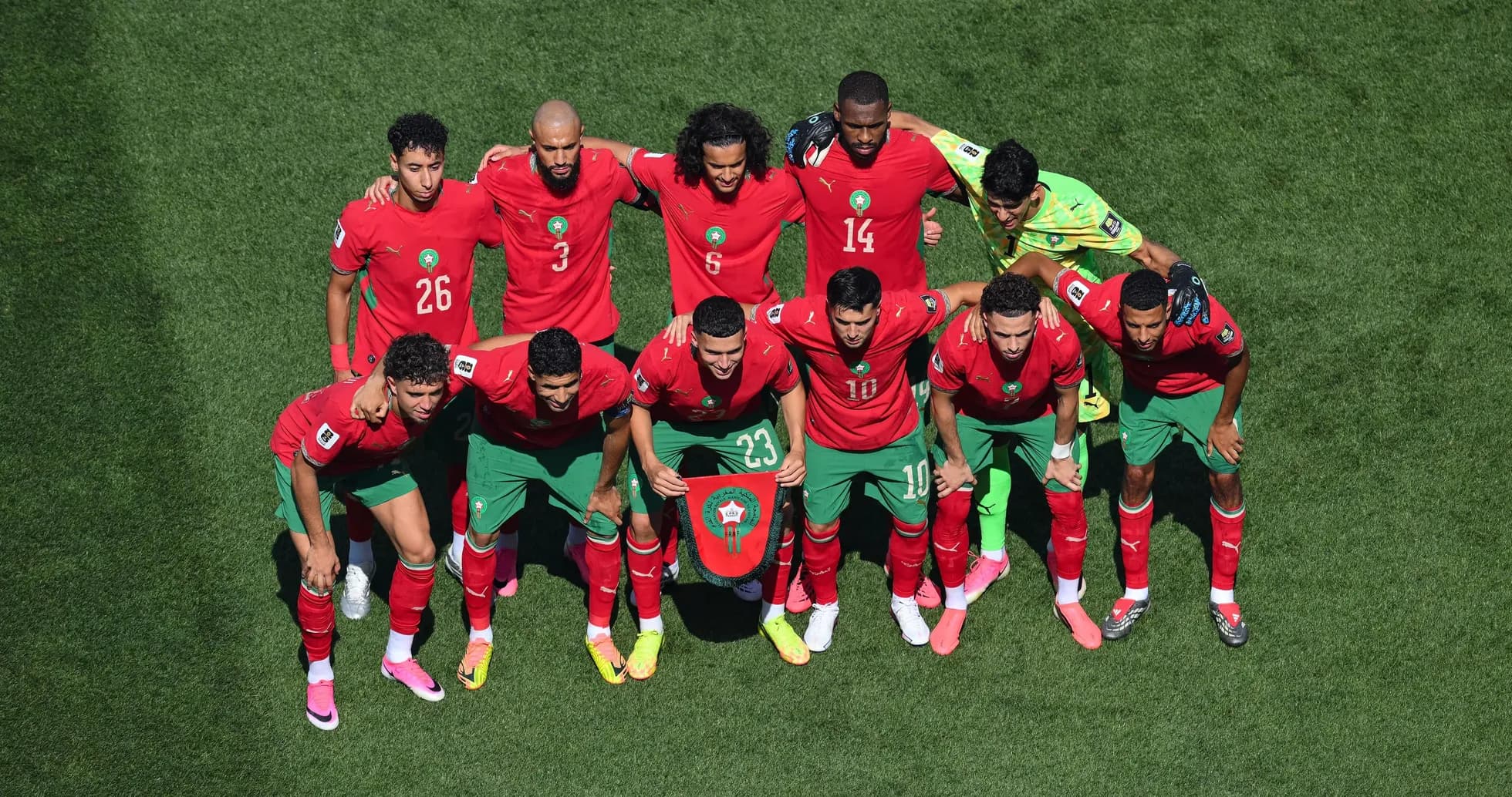 Equipo de Marruecos posando antes del partido