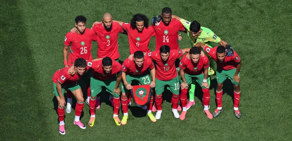 Equipo de Marruecos posando antes del partido