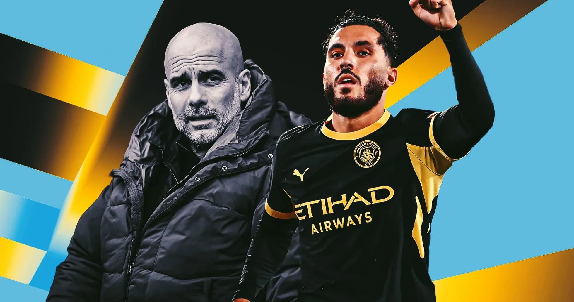 Entrenador y jugador de Manchester City en acción