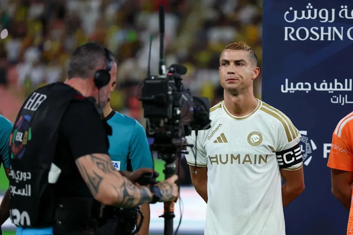 Cristiano Ronaldo en ceremonia previa al partido
