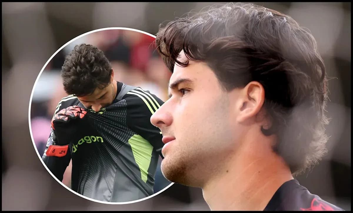 Portero ajustando su camiseta en el campo