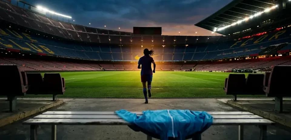 Jugadora saliendo al campo en estadio vacío