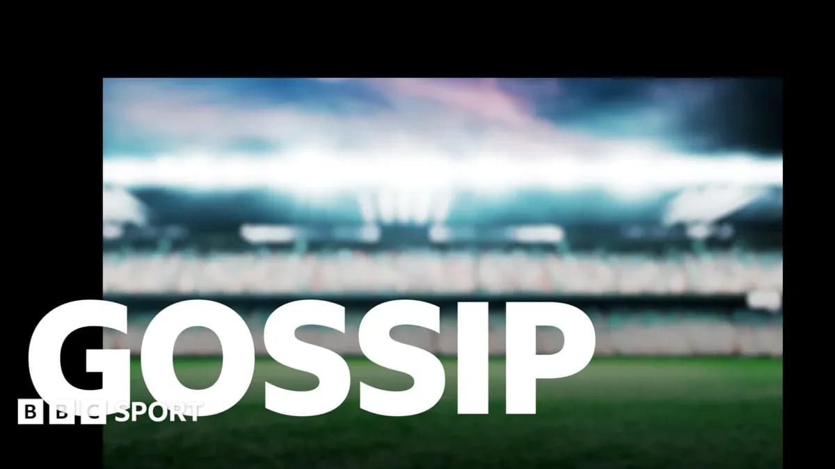 Estadio difuso con texto 'GOSSIP' en primer plano