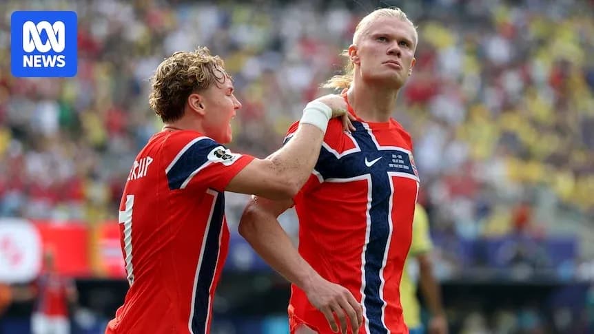 Jugadores de Noruega celebrando un gol en partido