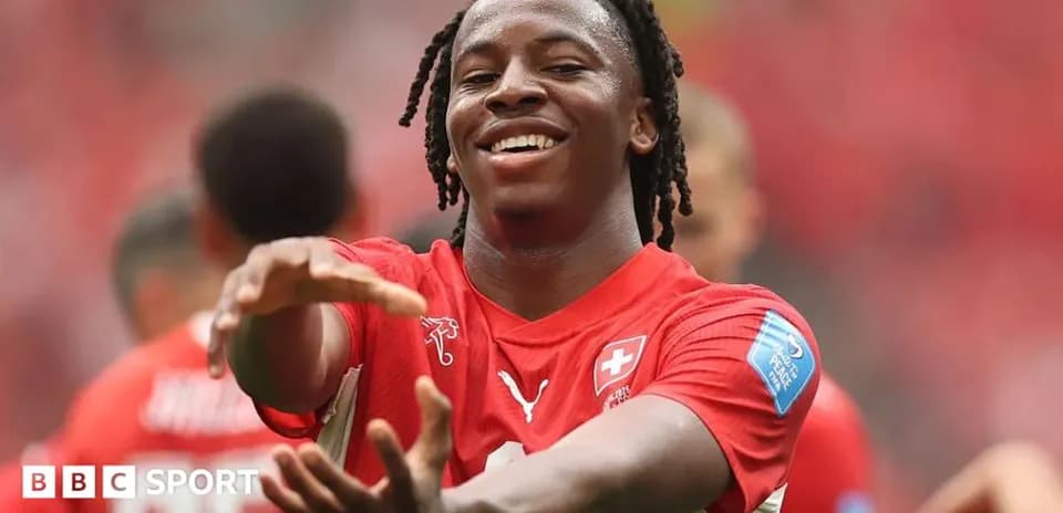 Jugador suizo celebrando en el campo de juego