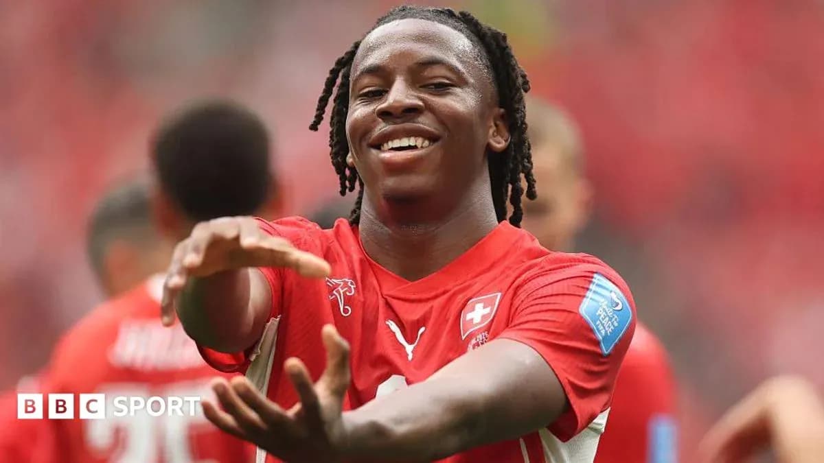 Jugador suizo celebrando en el campo de juego