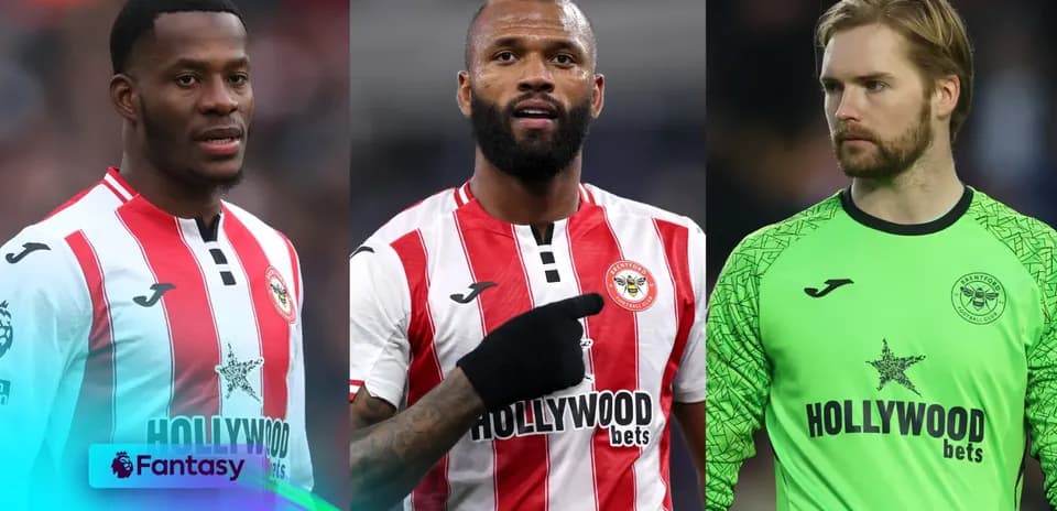 Jugadores de Brentford en uniforme antes del partido