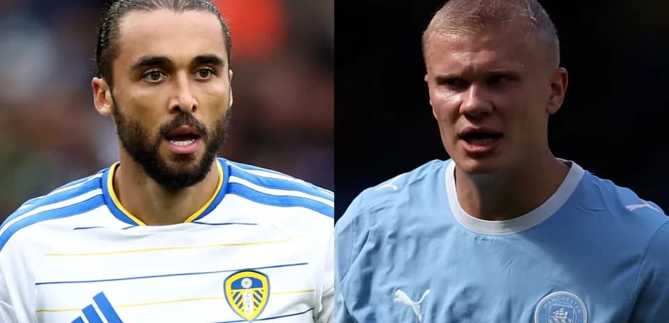 Jugadores de Leeds y Manchester City en acción